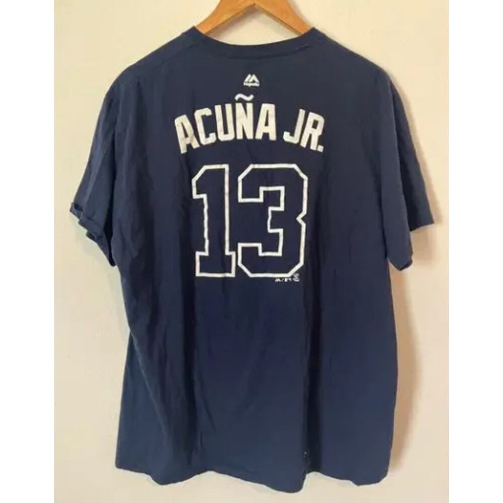 MLB ATLANTA BRAVES Acuna Jr #13 Blue Short Sleeve T-Shirt - Picture 3 of 3
